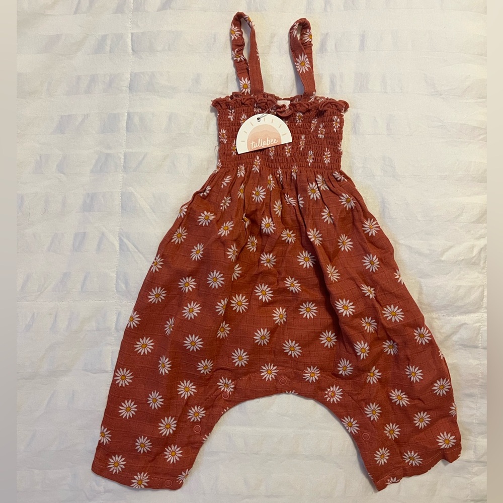 Angel Dear Terracotta Floral Baby Romper